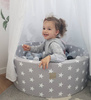 MeowBaby® Suchy Basen z Piłeczkami 200 szt Okrągły, Jasnoszary w Gwiazdki
