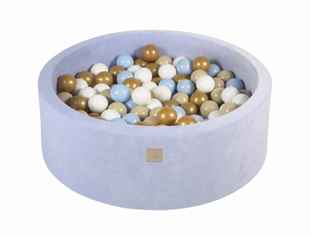 MeowBaby® Suchy Basen Okrągły bez Piłeczek  -Welurowy, Błękitny