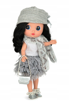 Munecas Arias lalka Dunya 38 cm – szaro-biały strój