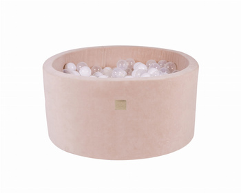 Basen okrągły velvet 40cm ecru + 300 piłek: białe, transparentne