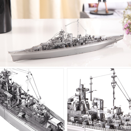 Piececool Puzzle Metalowe Model 3D - Statek Bojowy Bismarck