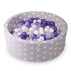 MeowBaby® Suchy Basen z Piłeczkami 200 szt Okrągły, Jasnoszary w Gwiazdki