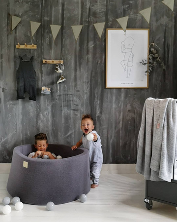 MeowBaby® Suchy Basen z Piłeczkami 200 szt Okrągły, Ciemnoszary