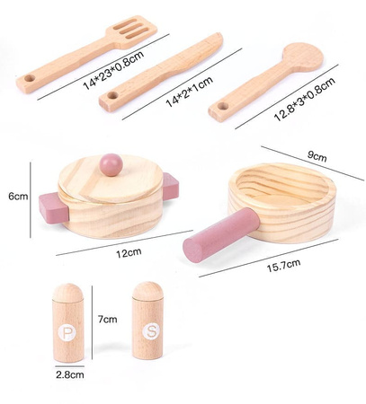 Drewniana kuchnia Retro z akcesoriami różowa dla dziecka