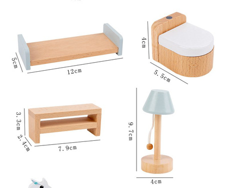 Drewniany Domek dla lalek z zestawem mebli