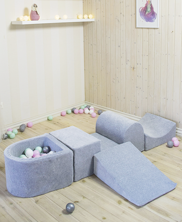 MeowBaby® Piankowy Zestaw do Zabawy z Basenem + 100 piłek do wyboru, Jasnoszary