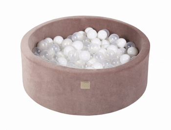 Basen okrągły velvet 30cm beżowy + 200 piłek: białe, transparentne