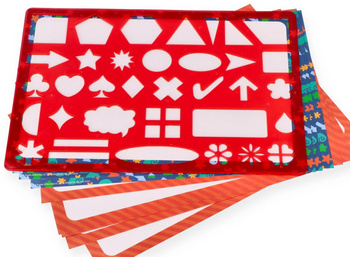 Szablony literki, cyferki i kształty - zestaw z kredkami