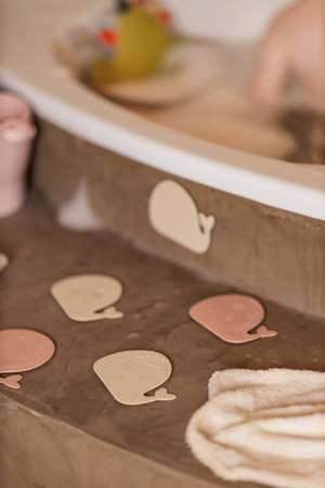 Filibabba Mini maty silikonowe do kąpieli 6 szt. Whales Rose Mix