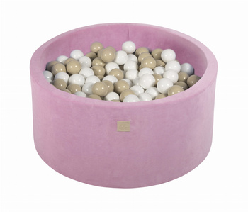 Basen okrągły velvet 40cm ciemny róż + 300 piłek: białe, beżowe