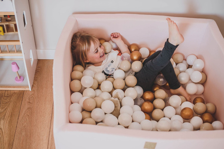 MeowBaby® Suchy Basen z Piłeczkami 200 szt Kwadratowy, pudrowy róż