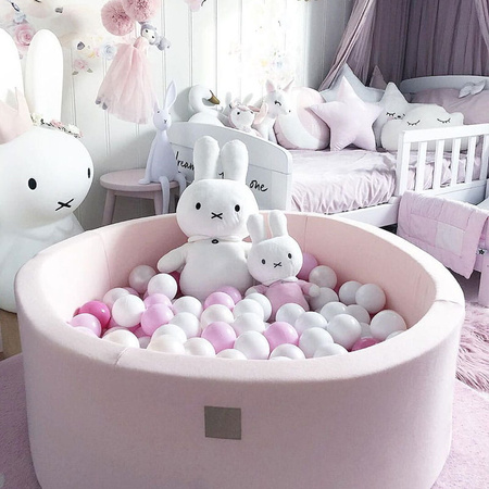 MeowBaby® Suchy Basen z Piłeczkami 200 szt Okrągły, Pudrowy Róż