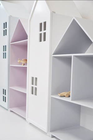 Wąski Regał z drzwiami i półkami, biały