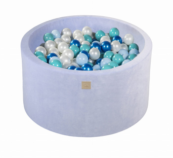 Basen okrągły velvet 40cm baby blue + 300 piłek: niebieska perła, baby blue, biała perła, turkusowe