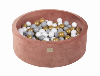 Basen okrągły velvet 30cm czerwień Marsala + 200 piłek: szare, złote, białe