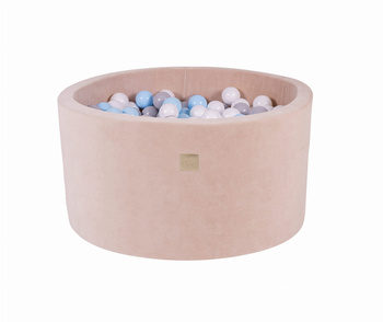 Basen okrągły velvet 40cm ecru + 300 piłek: szare, białe, baby blue