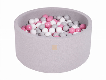 MeowBaby® Suchy Basen 90x40cm z 300 piłkami, Jasnoszary: Szary, biały, jasny róż