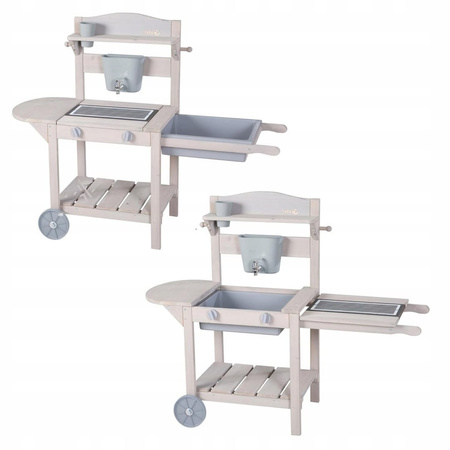 roba drewniana kuchnia ogrodowa szara