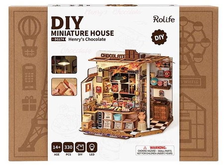 ROBOTIME Składany Drewniany Model Puzzle 3D Sklepik Z Czekoladą