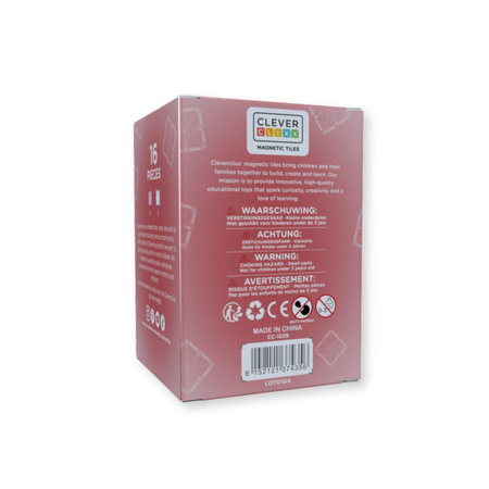 Cleverclixx - Klocki magnetyczne Glitter Tiles Pack Transparent / Pink - 16 el.