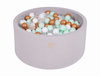 MeowBaby® Suchy Basen 90x40cm z 300 piłkami, Jasnoszary: białe, złote, transparentne, miętowe