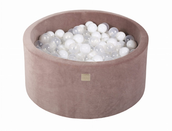 Basen okrągły velvet 40cm beżowy + 300 piłek: białe, transparentne