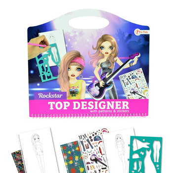 TOP DESIGNER Szkicownik 'Rock star' do projektowania strojów + naklejki + szablon