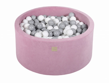 Basen okrągły velvet 40cm ciemny róż + 300 piłek: białe, szare
