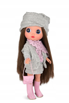 Munecas Arias lalka Dunya 38 cm – szaro-różowy strój