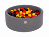 MeowBaby® Suchy Basen 90x30cm z 200 piłkami, Ciemnoszary: żółte, czerwone, czarne