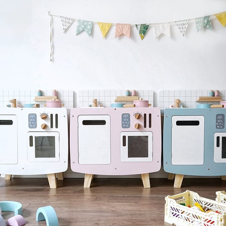 Drewniana kuchnia Retro z akcesoriami biała dla dziecka