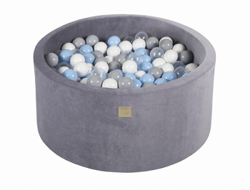 Basen okrągły velvet 40cm stalowy + 300 piłek: baby blue, szare, białe, transparentne