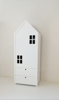 szafa garderoba mała z szufladami i drzwiami z okienkami