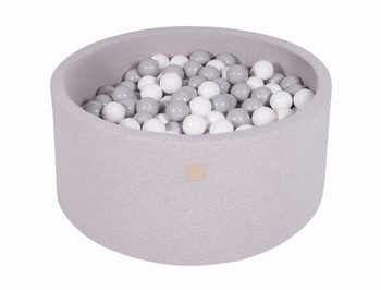 MeowBaby® Suchy Basen 90x40cm z 300 piłkami, Jasnoszary: szare, białe