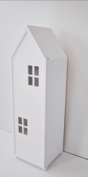 Wąski Regał z drzwiami i półkami, biały