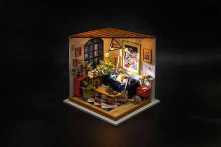 ROBOTIME Składany Drewniany Model LED - Pokój Dzienny