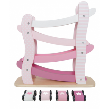 Drewniana zjeżdżalnia dla aut pastelowy róż