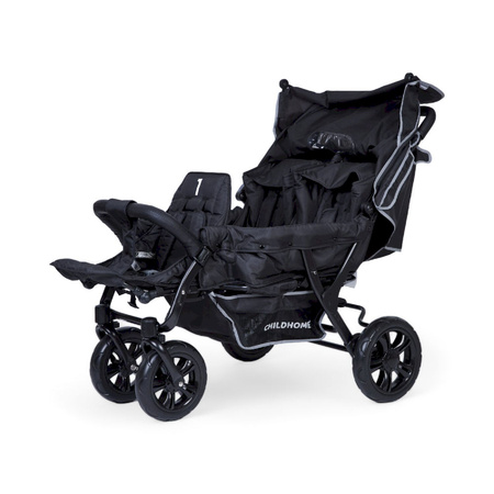 Childhome Wózek trzyosobowy Triplet Black