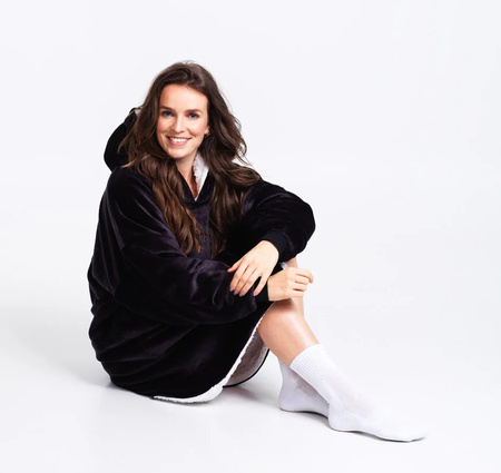 Bluza koc Oversize Czarny Cozy Noxxiez CH355