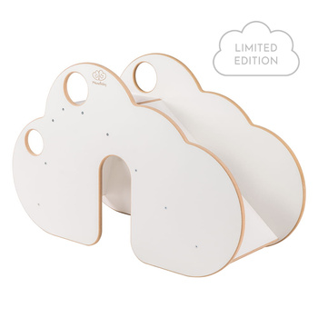 MeowBaby® Montessori drewniana zjeżdżalnia dla dzieci, Chmurka - biała