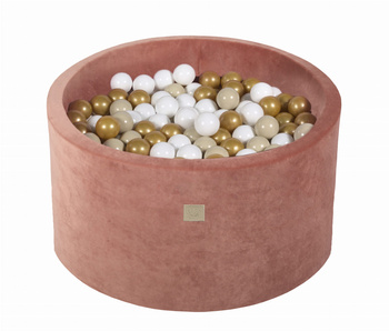 Basen okrągły velvet 40cm czerwień Marsala + 300 piłek: białe, beżowe, złote