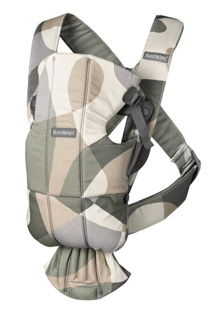 BABYBJORN MINI Cotton – nosidełko, Khaki/Green Print