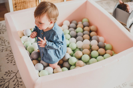 MeowBaby® Suchy Basen z Piłeczkami 200 szt Kwadratowy, pudrowy róż