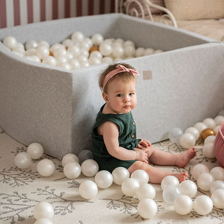 MeowBaby® Suchy Basen z Piłeczkami 200 szt Kwadratowy, Jasnoszary