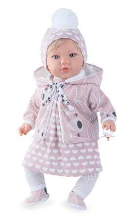 Munecas Arias lalka Dunya 38 cm – szaro-biały strój