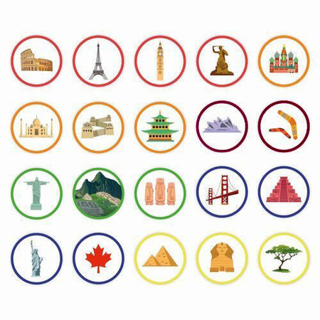 Zestaw Mata Edukacyjna Mapa Świata Zabytki 20 rzepów