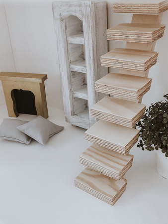 Mini mebelki dla lalek z drewna, do domku myszek