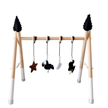 Stojak edukacyjny Baby Gym, siłownia drewniana (samolocik, tukan)