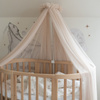Tiulowy baldachim do łóżeczka Beż + stelaż na baldachim