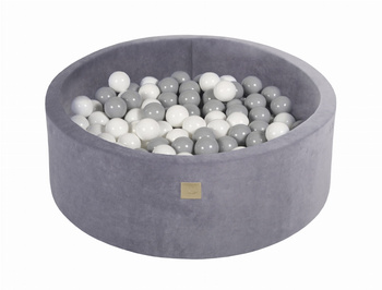 Basen okrągły velvet 30cm stalowy + 200 piłek: szare,  białe